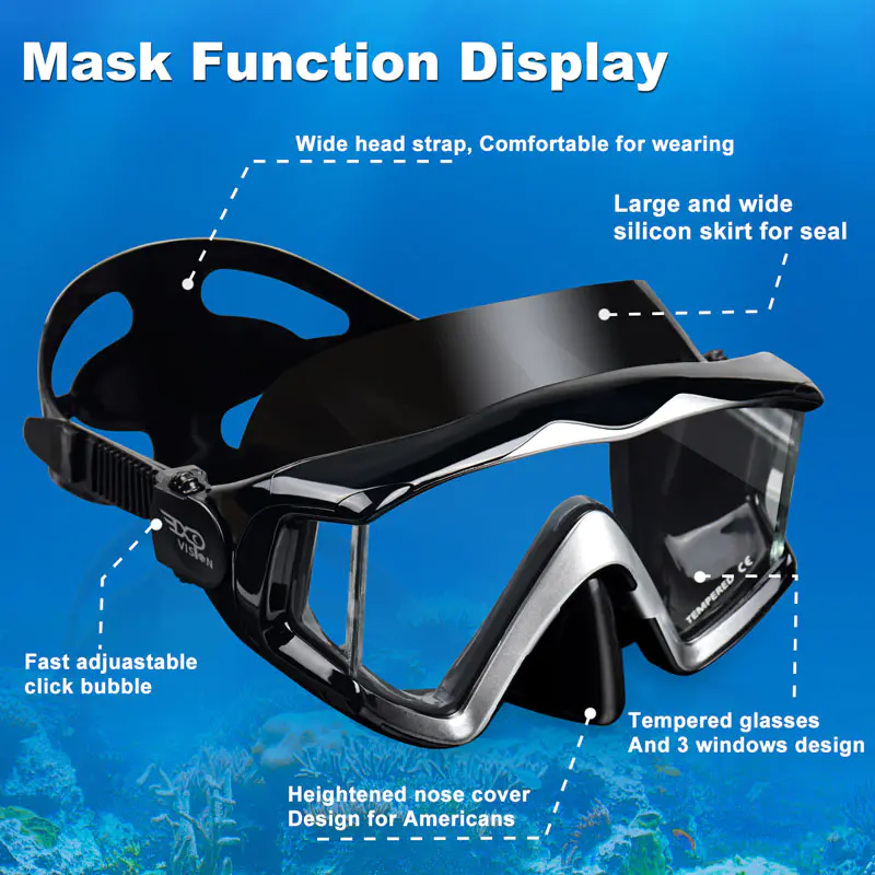 Professional Tempered Glasses Snorkeling Mask With Snorkel Professional Tempered Glasses Snorkeling Mask With Snorkel